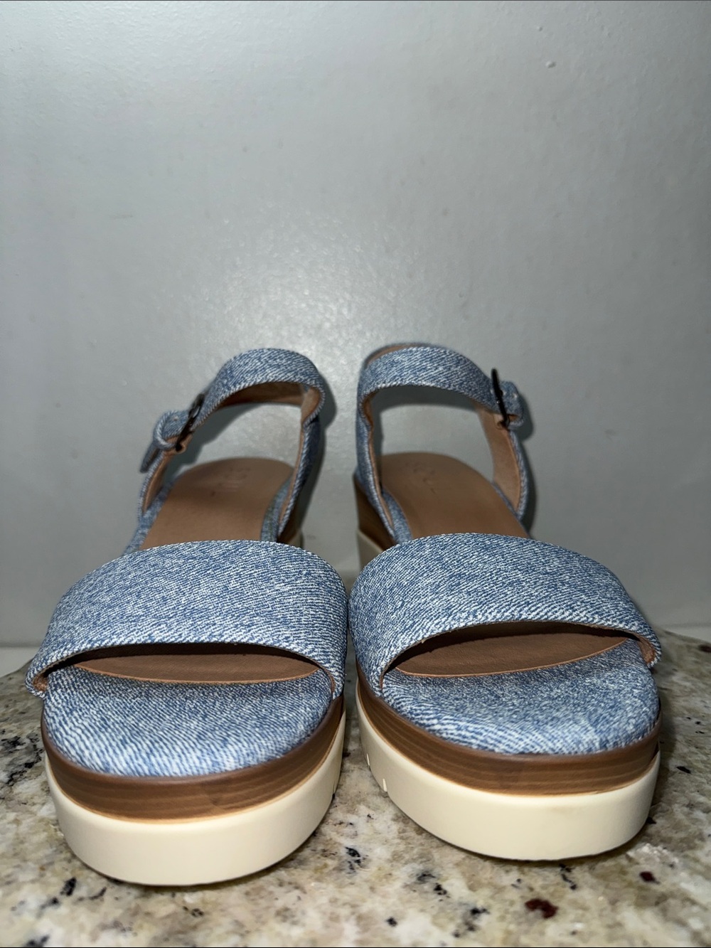 SOUL Naturalizer Graciela Wedge Heel Sandal Light Blue Denim Platform Sz 9 - Picture 5 of 14